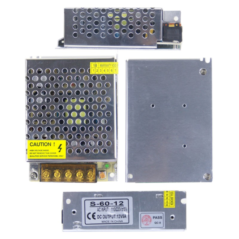 12V 5A 60W Power Supply Adapter Universal Regulated